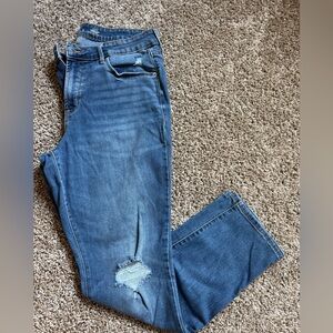 Old Navy Blue Distressed high rise power slim straight. Size 12 regular